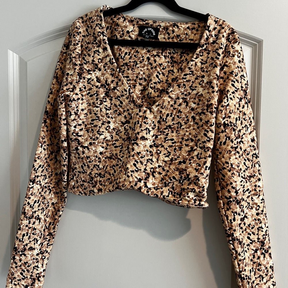 Leopard Print Cropped Long Sleeve Top - The Upside - Womens XS (US 4/ EU 34)